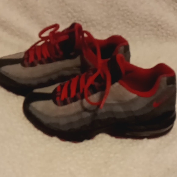 Nike Air Max 95 Suede Gray, Black and Red Sneakers - Picture 7 of 10